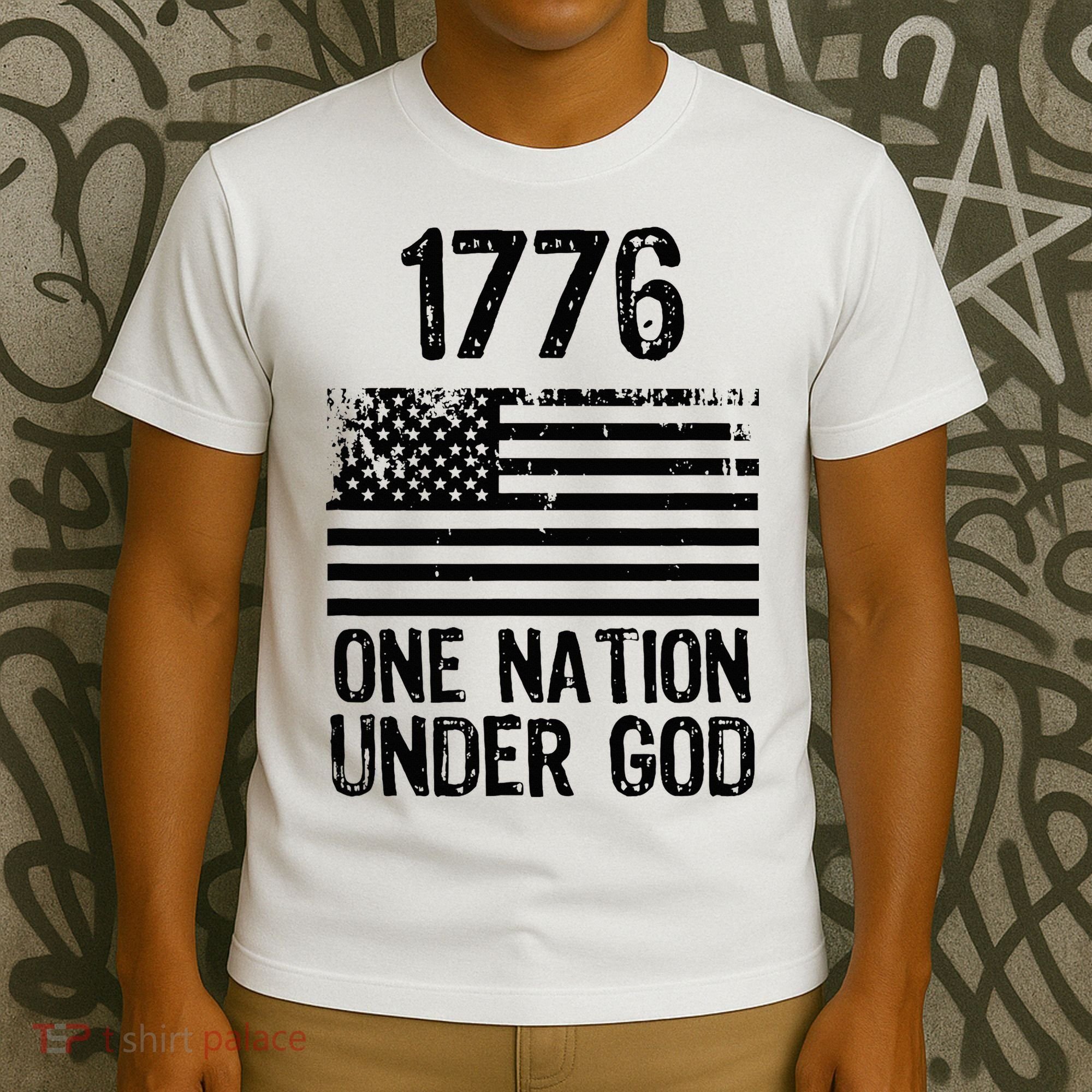 1776 One Nation Under God Patriotic Flag T-Shirt