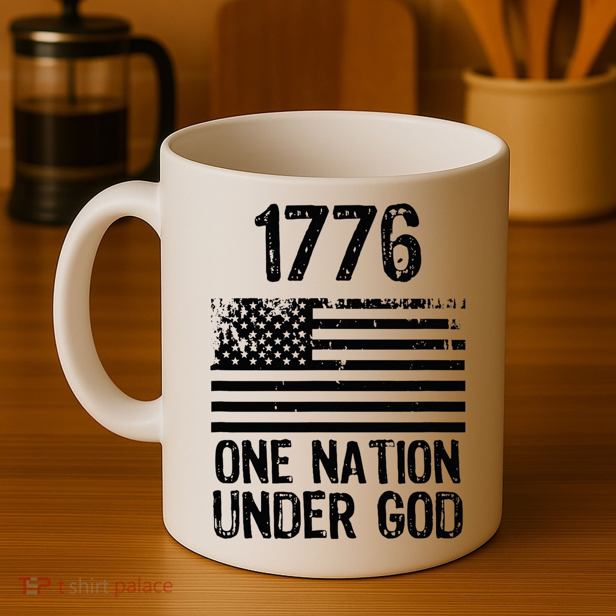 1776 One Nation Under God Patriotic Flag Coffee Mug