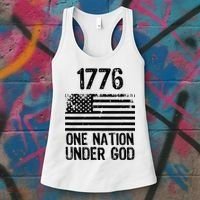 1776 One Nation Under God Patriotic Flag Women's Tank Top thumb 3