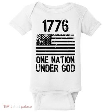 1776 One Nation Under God Patriotic Flag Baby Bodysuit