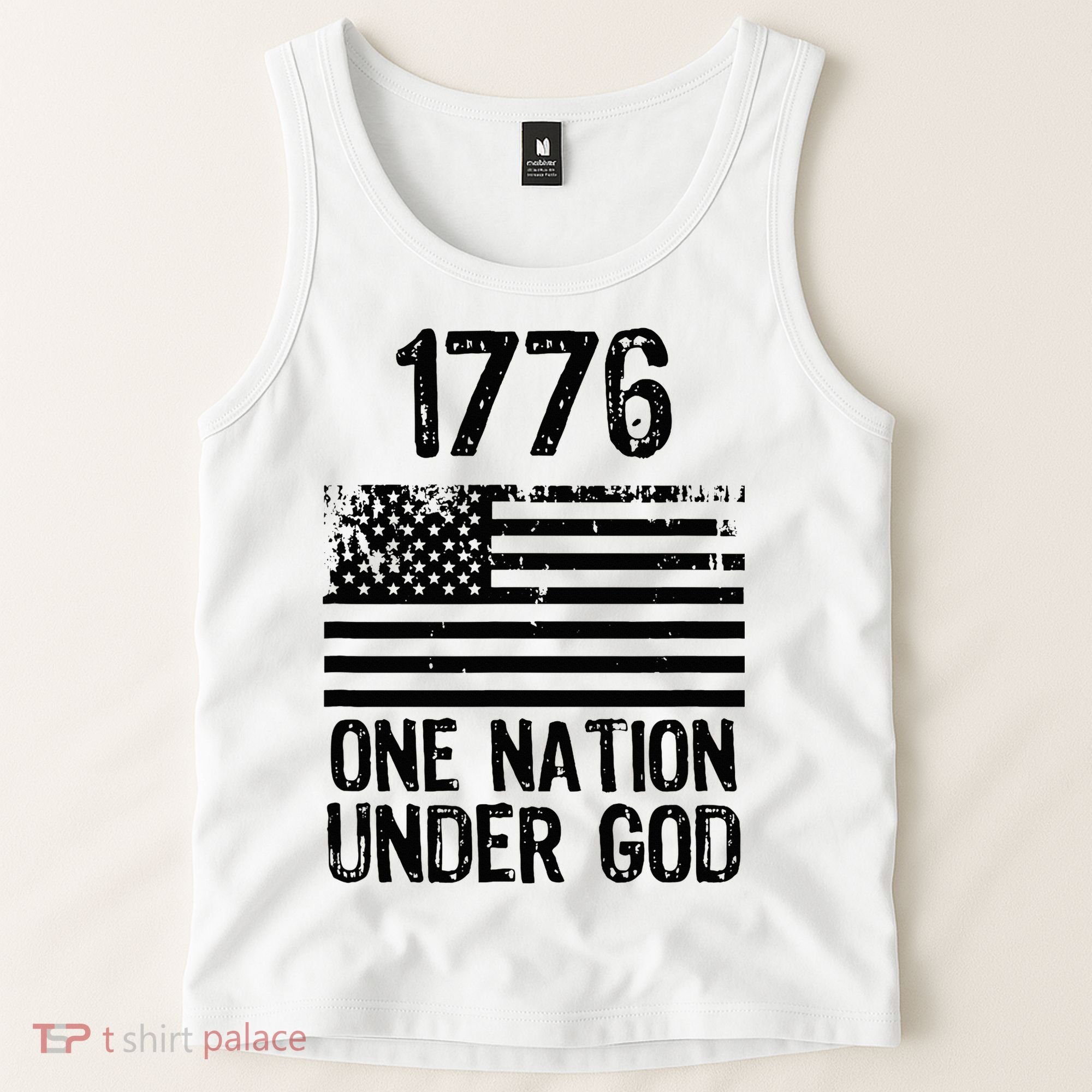 1776 One Nation Under God Patriotic Flag Tank Top