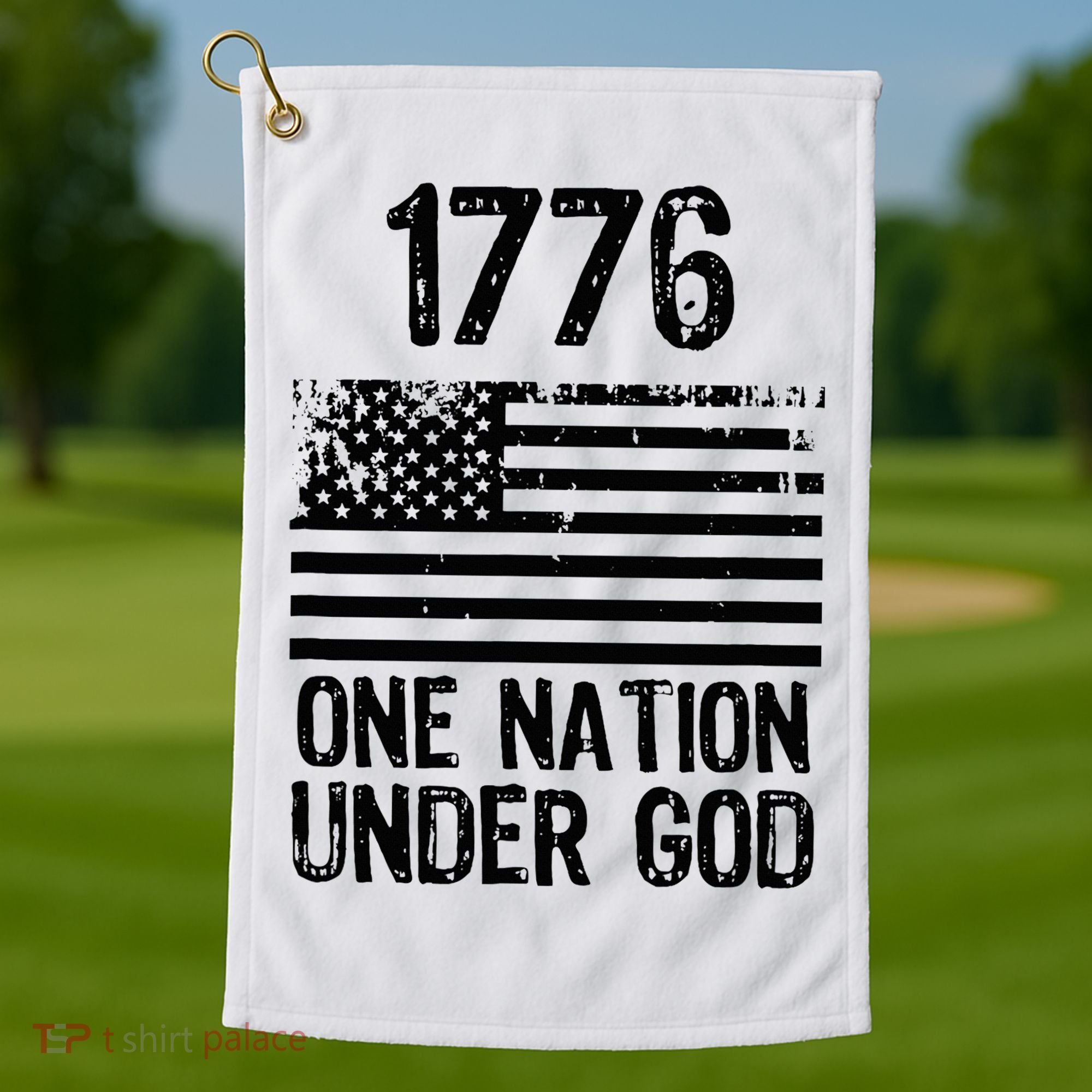 1776 One Nation Under God Patriotic Flag Golf Towel