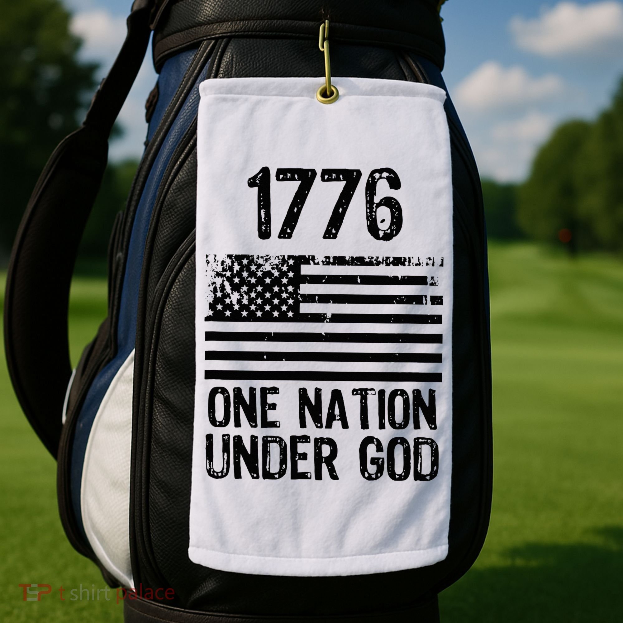 1776 One Nation Under God Patriotic Flag Golf Towel