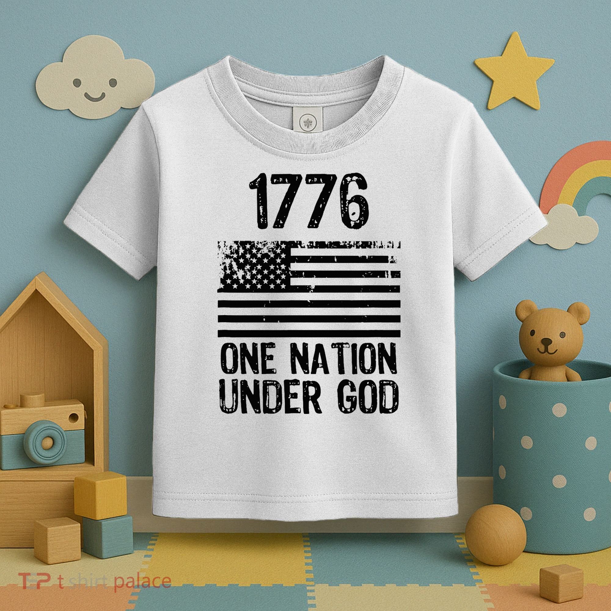 1776 One Nation Under God Patriotic Flag Toddler T-Shirt
