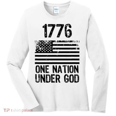 1776 One Nation Under God Patriotic Flag Women's Long Sleeve Shirt