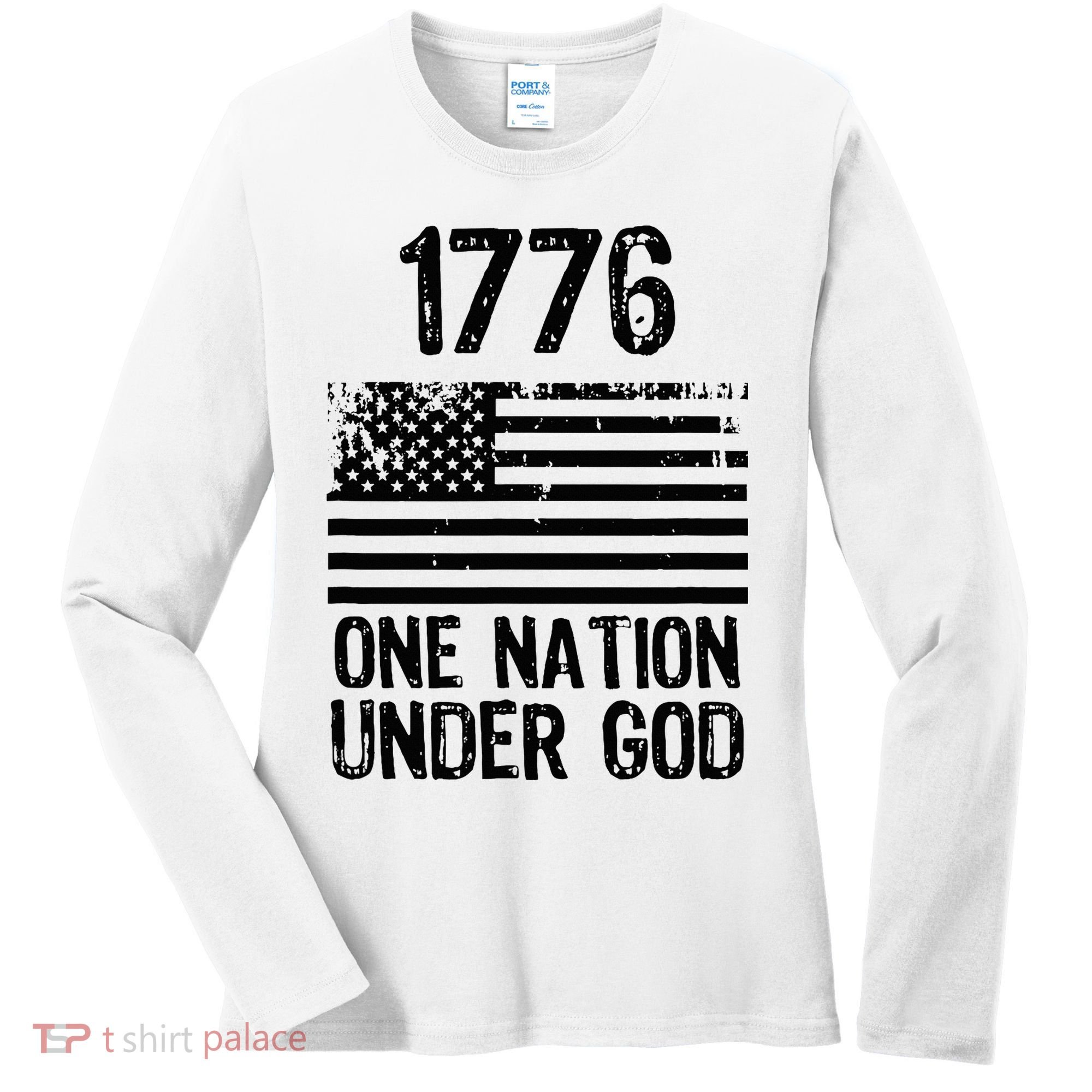 1776 One Nation Under God Patriotic Flag Women's Long Sleeve Shirt