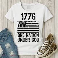 1776 One Nation Under God Patriotic Flag Women's T-Shirt thumb 3