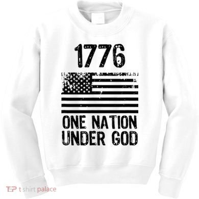1776 One Nation Under God Patriotic Flag Kids Sweatshirt