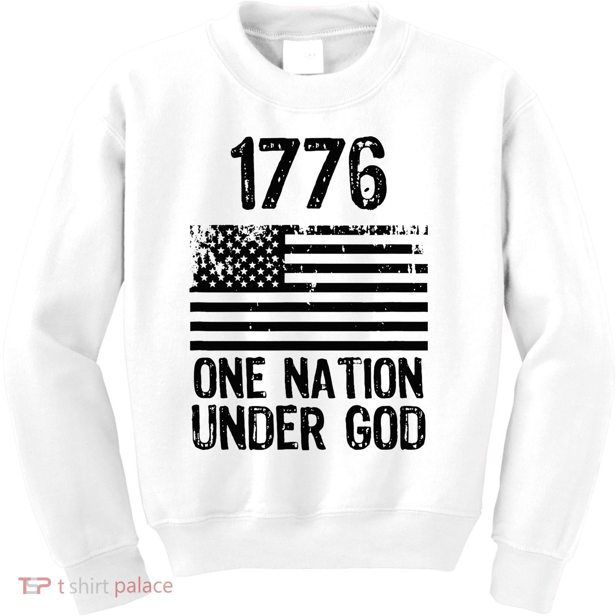 1776 One Nation Under God Patriotic Flag Kids Sweatshirt