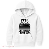 1776 One Nation Under God Patriotic Flag Kids Hoodie thumb 0