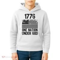 1776 One Nation Under God Patriotic Flag Kids Hoodie thumb 4