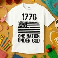 1776 One Nation Under God Patriotic Flag Kids T-Shirt thumb 3
