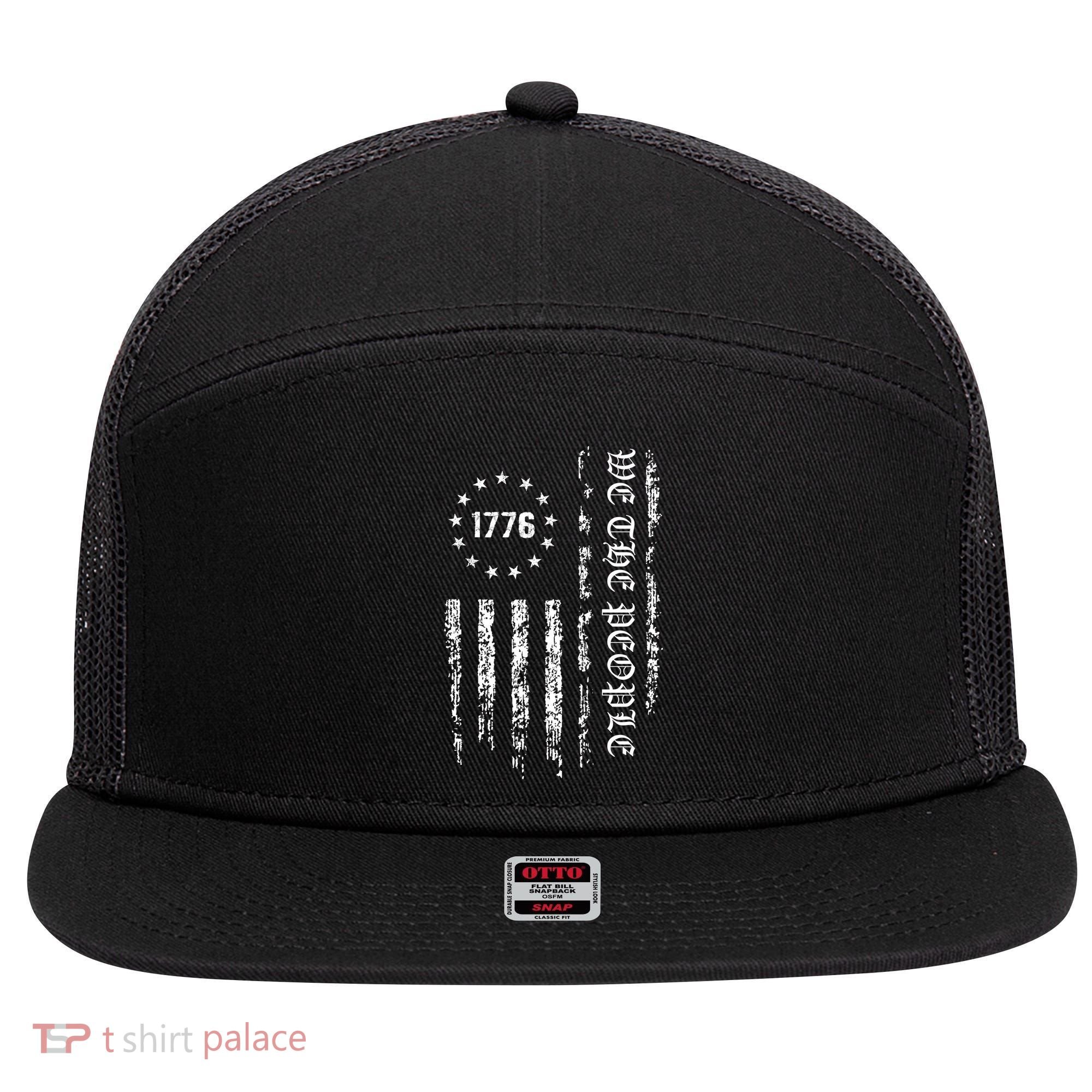 1776 Patriotic Grunge 7 Panel Mesh Trucker Snapback Hat