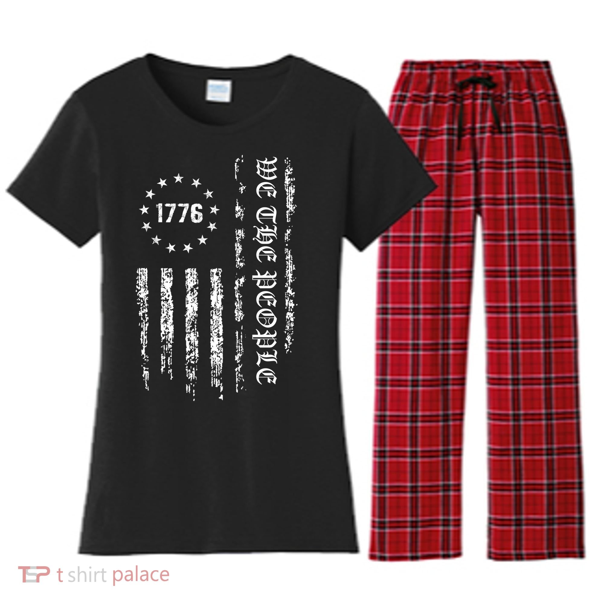 1776 Patriotic Grunge Women's Flannel Pajama Set