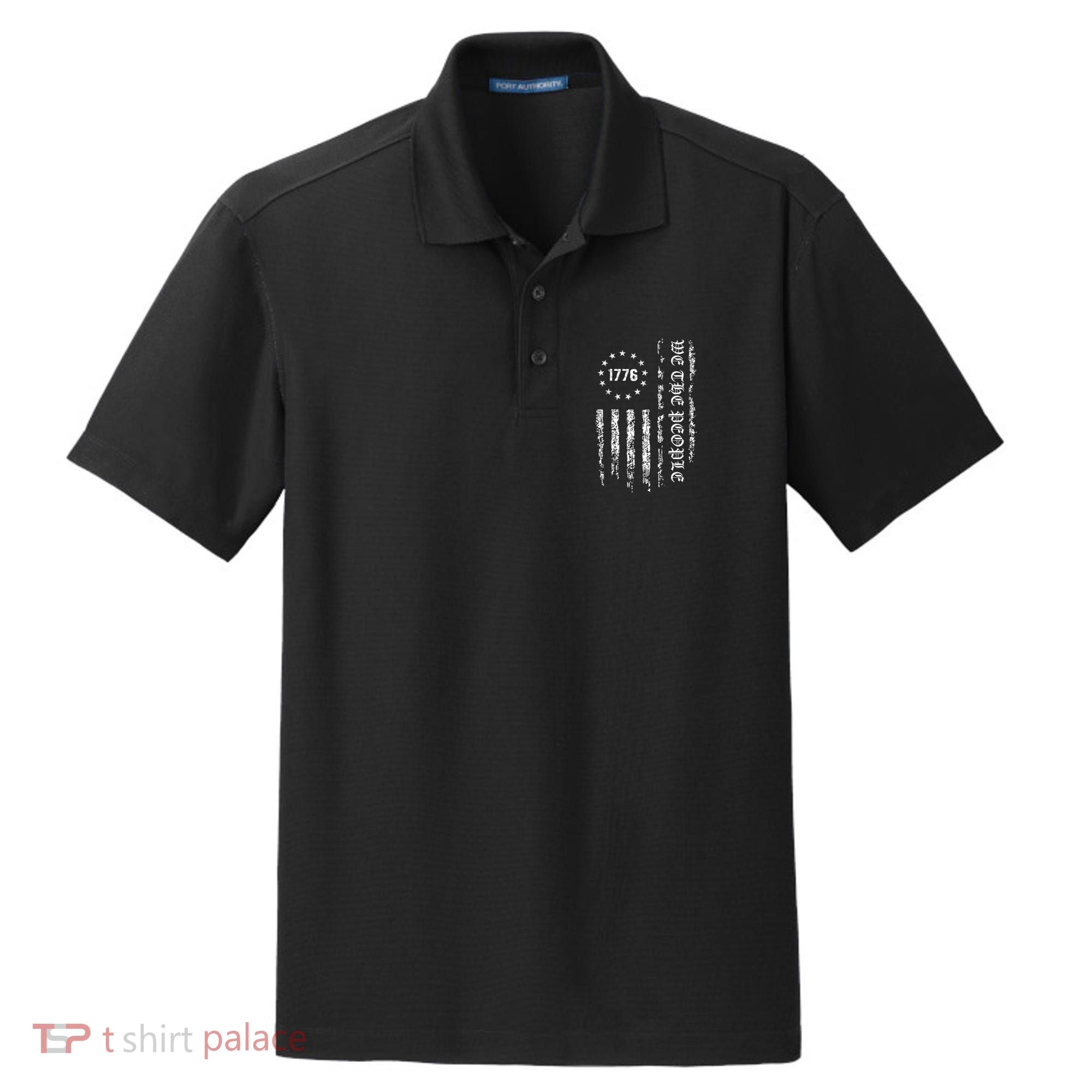 1776 Patriotic Grunge Dry Zone Grid Polo