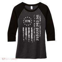 1776 Patriotic Grunge Women's Tri-Blend 3/4-Sleeve Raglan Shirt thumb 0