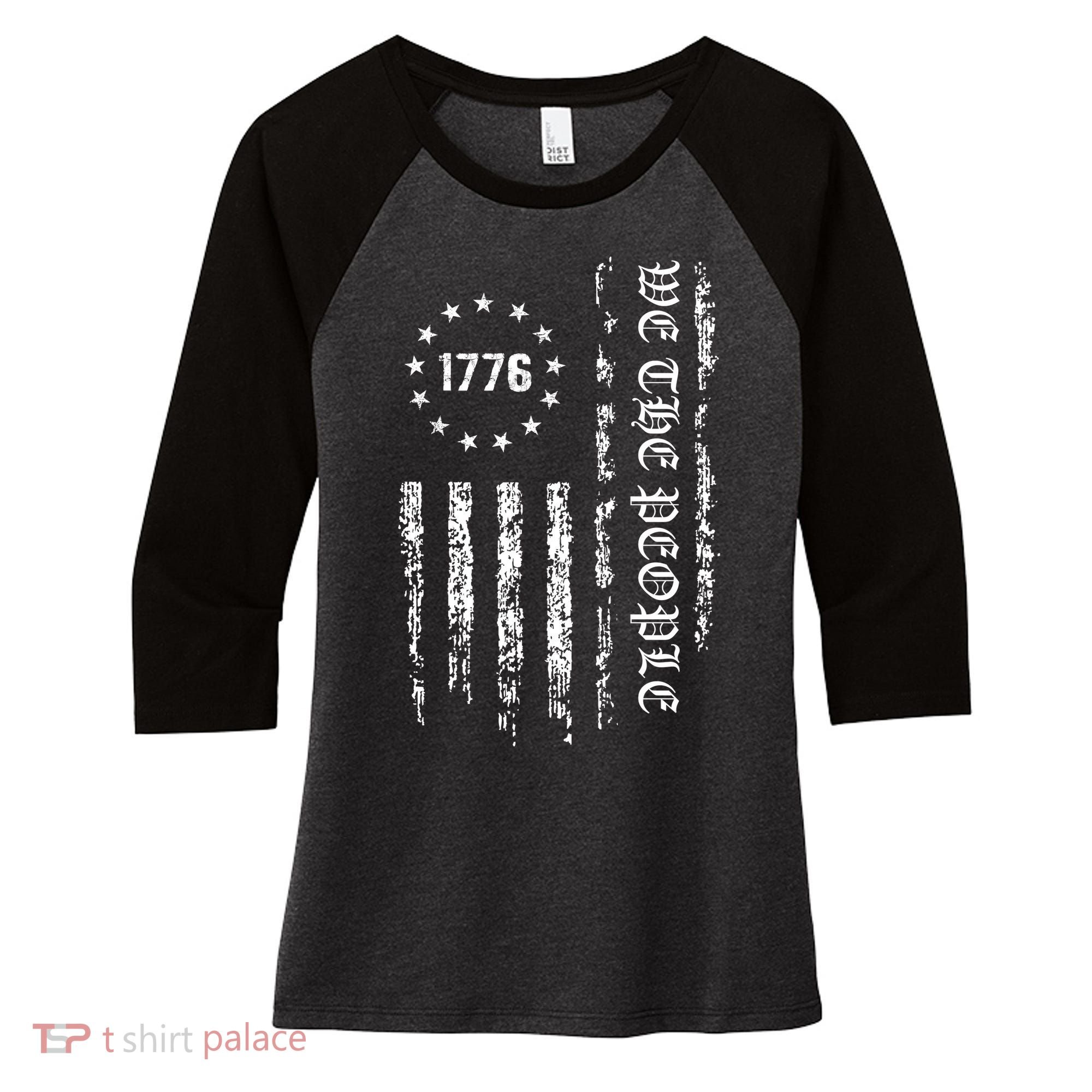 1776 Patriotic Grunge Women's Tri-Blend 3/4-Sleeve Raglan Shirt