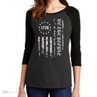 1776 Patriotic Grunge Women's Tri-Blend 3/4-Sleeve Raglan Shirt thumb 2