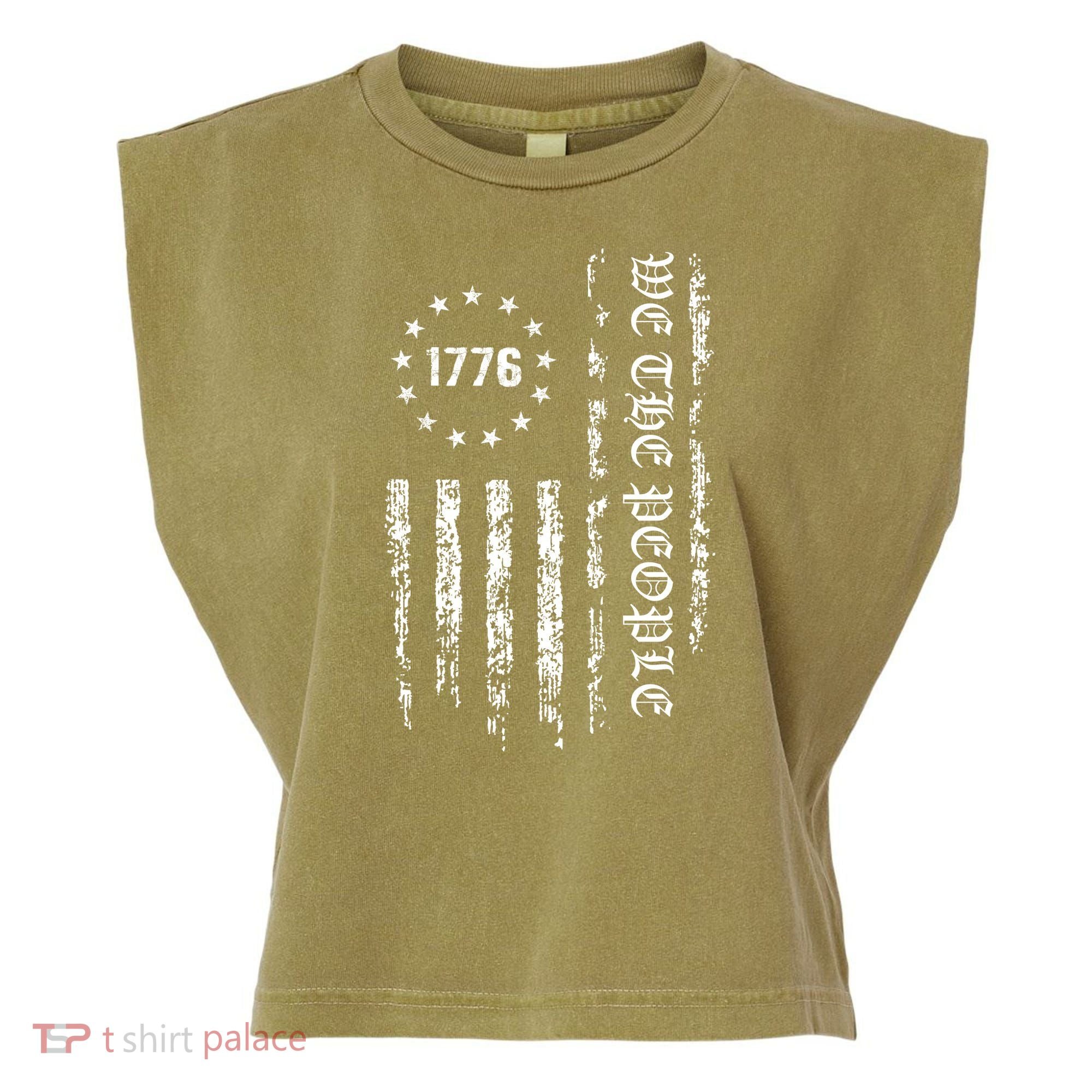 1776 Patriotic Grunge Garment-Dyed Women's Muscle Tee