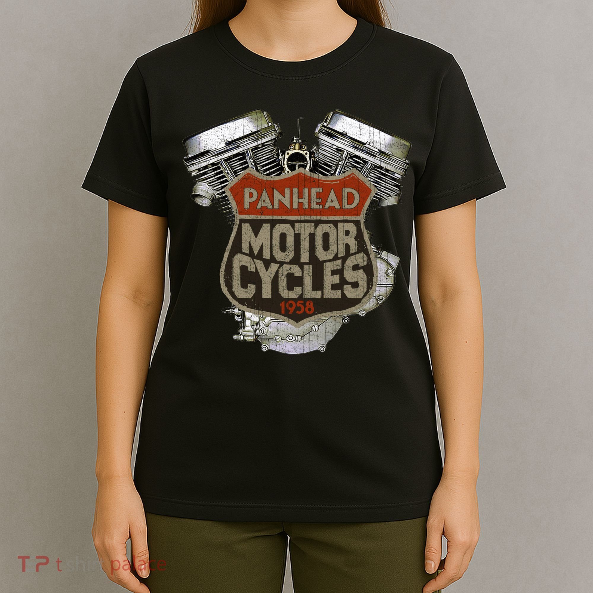1958 Panhead Motorcycle Vintage Distressed Biker Chopper Rat T-Shirt