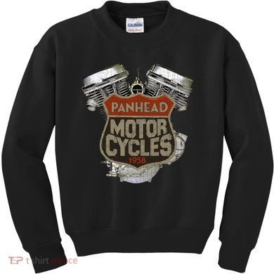 1958 Panhead Motorcycle Vintage Distressed Biker Chopper Rat Kids Sweatshirt