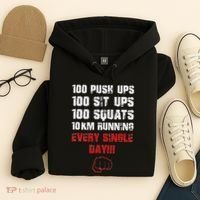 100 Push Ups 100 Sit Ups 100 Squats 10 Km Running Hoodie thumb 4