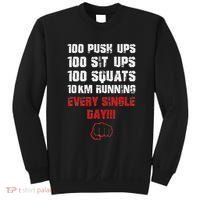 100 Push Ups 100 Sit Ups 100 Squats 10 Km Running Sweatshirt thumb 0