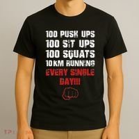 100 Push Ups 100 Sit Ups 100 Squats 10 Km Running T-Shirt thumb 3