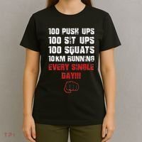 100 Push Ups 100 Sit Ups 100 Squats 10 Km Running T-Shirt thumb 4