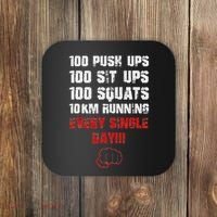 100 Push Ups 100 Sit Ups 100 Squats 10 Km Running Coaster thumb 0
