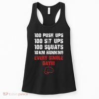 100 Push Ups 100 Sit Ups 100 Squats 10 Km Running Women's Tank Top thumb 0