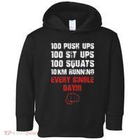100 Push Ups 100 Sit Ups 100 Squats 10 Km Running Toddler Hoodie thumb 0