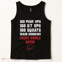 100 Push Ups 100 Sit Ups 100 Squats 10 Km Running Tank Top thumb 2