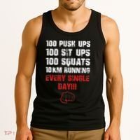 100 Push Ups 100 Sit Ups 100 Squats 10 Km Running Tank Top thumb 3