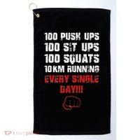 100 Push Ups 100 Sit Ups 100 Squats 10 Km Running Golf Towel thumb 0