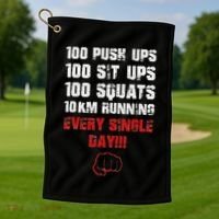 100 Push Ups 100 Sit Ups 100 Squats 10 Km Running Golf Towel thumb 1