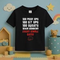 100 Push Ups 100 Sit Ups 100 Squats 10 Km Running Toddler T-Shirt thumb 3
