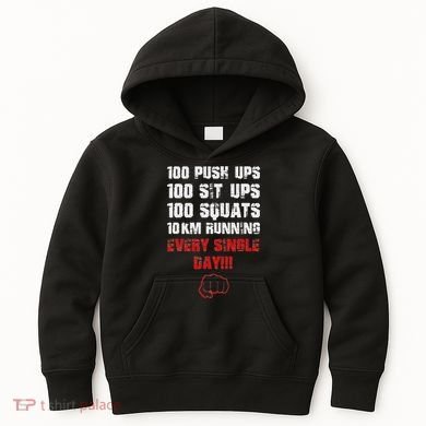 100 Push Ups 100 Sit Ups 100 Squats 10 Km Running Kids Hoodie