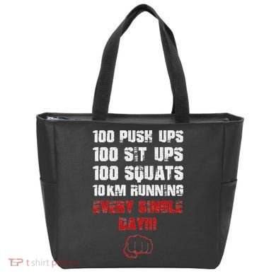 100 Push Ups 100 Sit Ups 100 Squats 10 Km Running Tote Bag