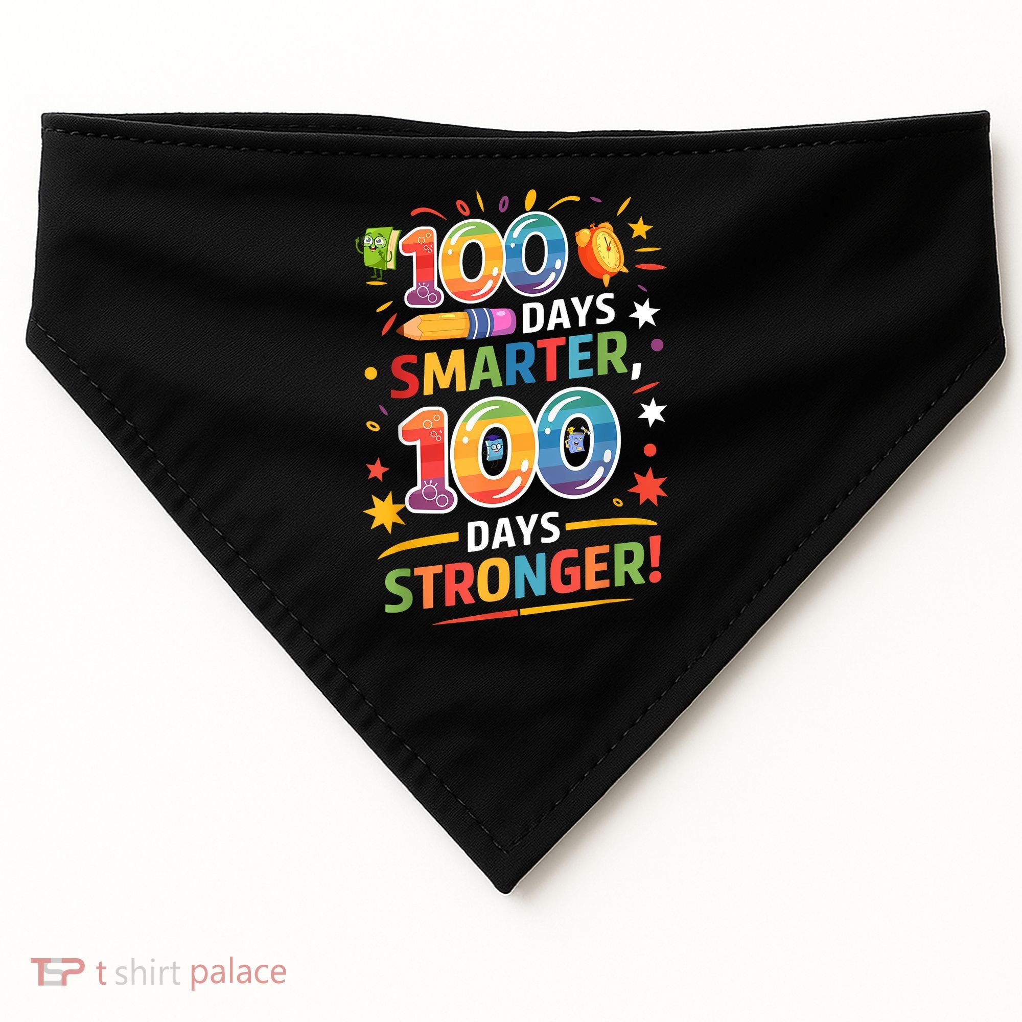 100 Smart 100 Stronger Happy 100th Day Of School Celebration USA-Made Doggie Bandana