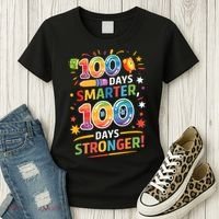 100 Smart 100 Stronger Happy 100th Day Of School Celebration Women's T-Shirt thumb 3