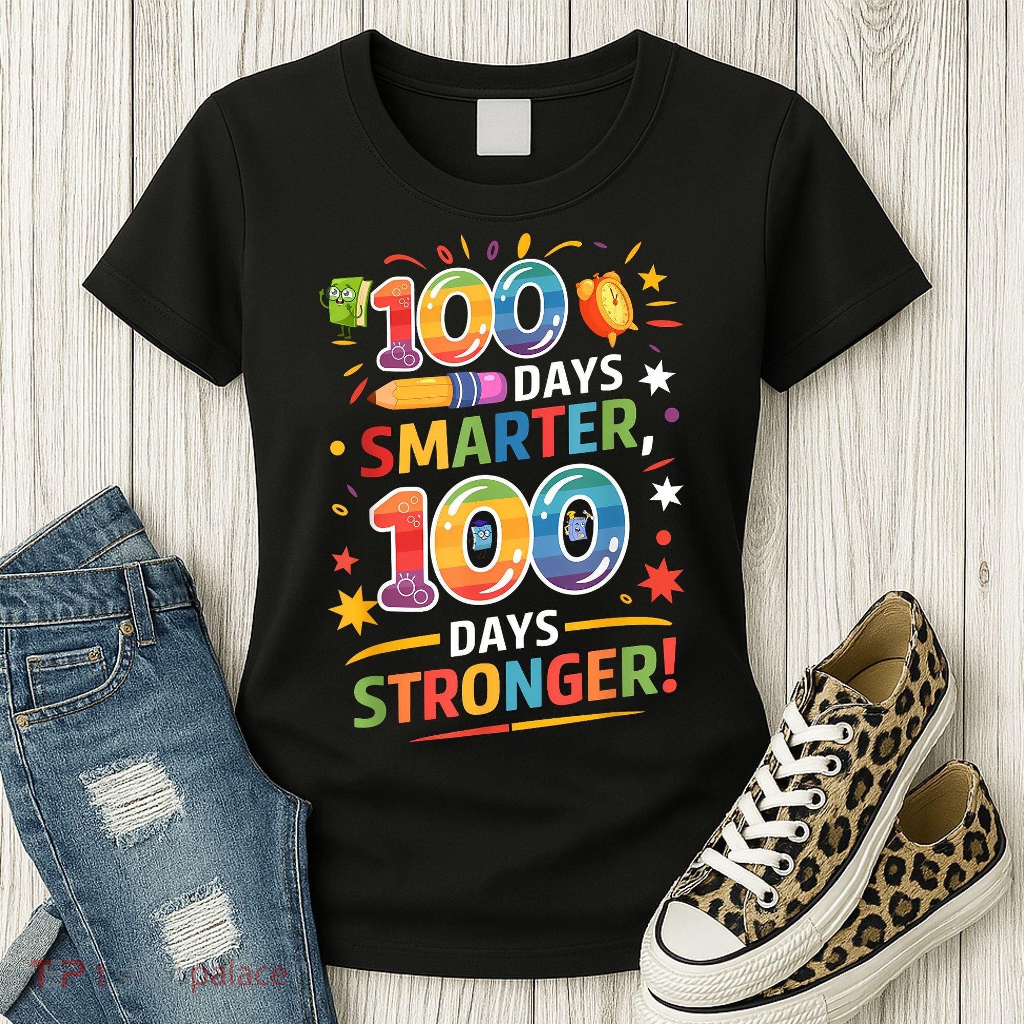 100 Smart 100 Stronger Happy 100th Day Of School Celebration Women's T-Shirt