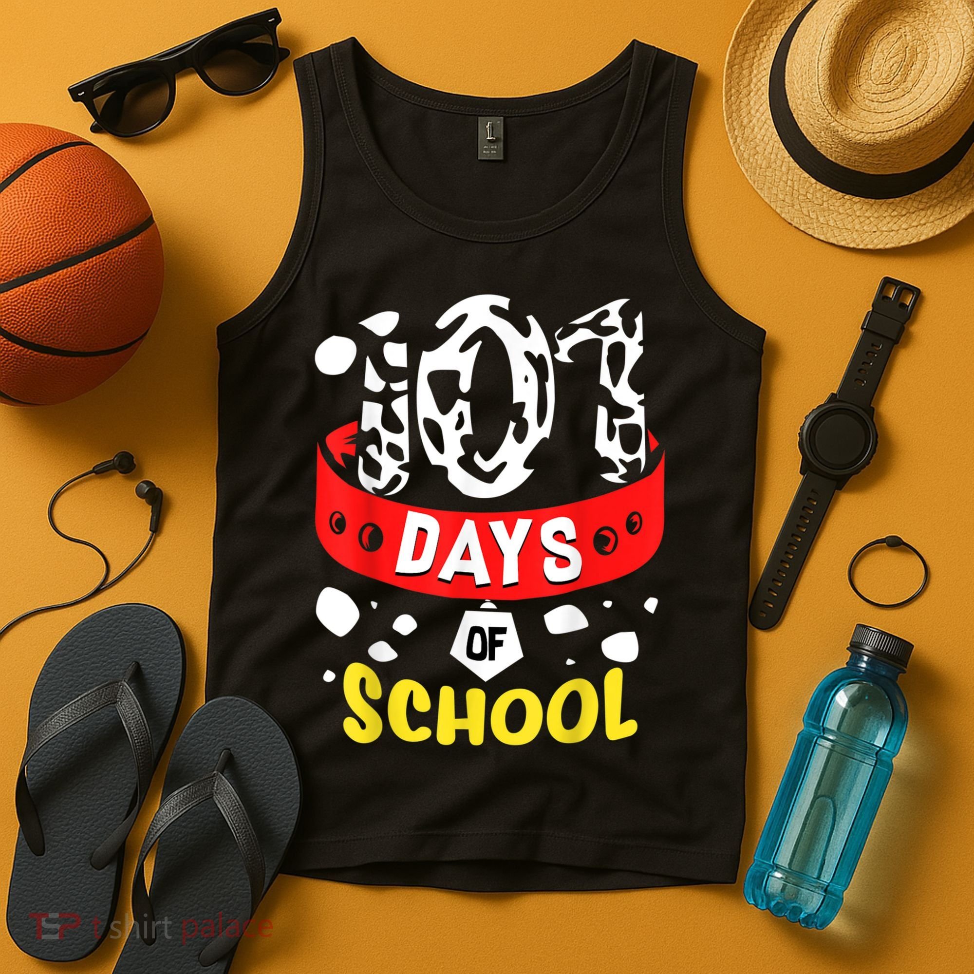 101 School Days Gift Dalmatian Dog 100th Sayings Tank Top