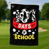 101 School Days Gift Dalmatian Dog 100th Sayings Golf Towel thumb 1