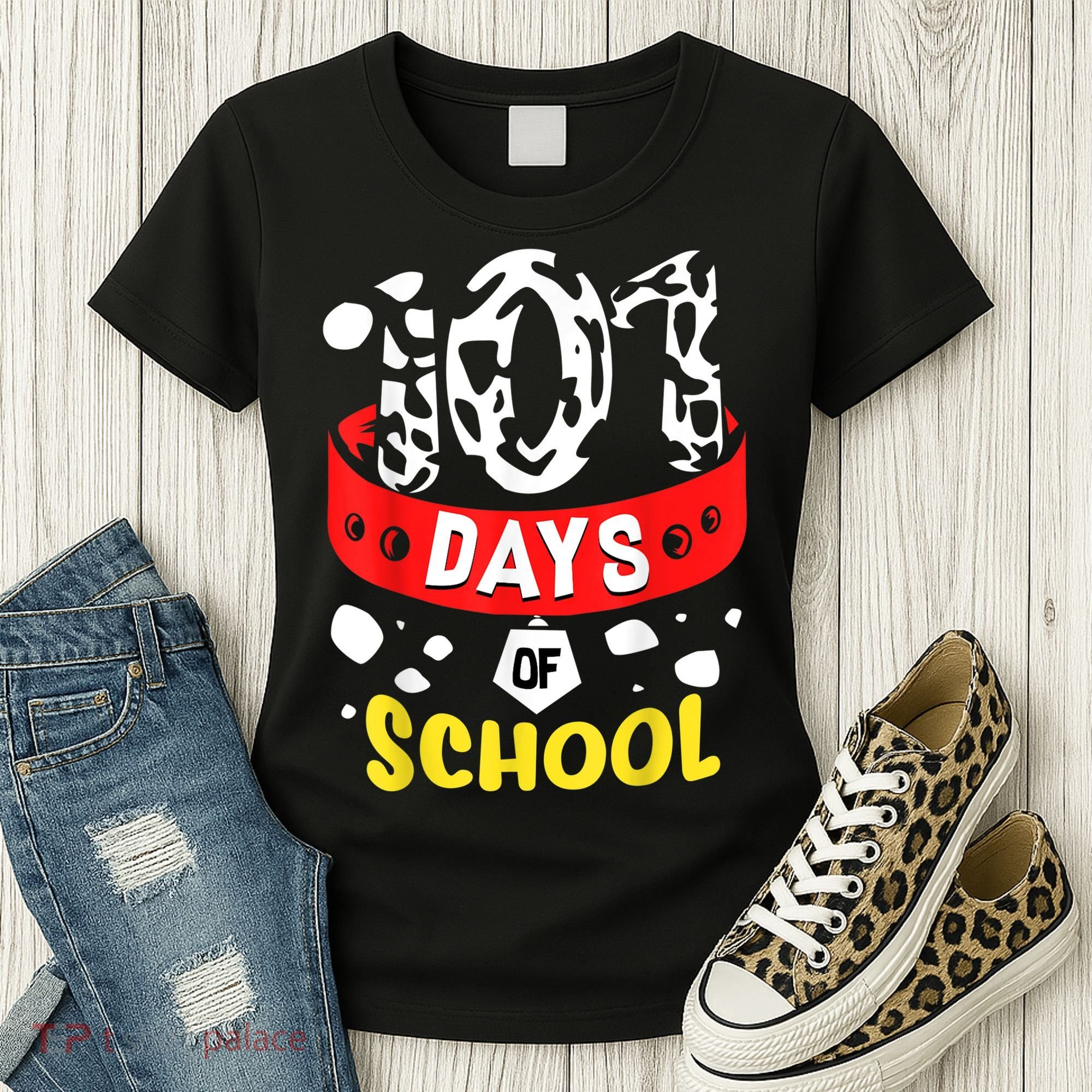101 School Days Gift Dalmatian Dog 100th Sayings Women's T-Shirt