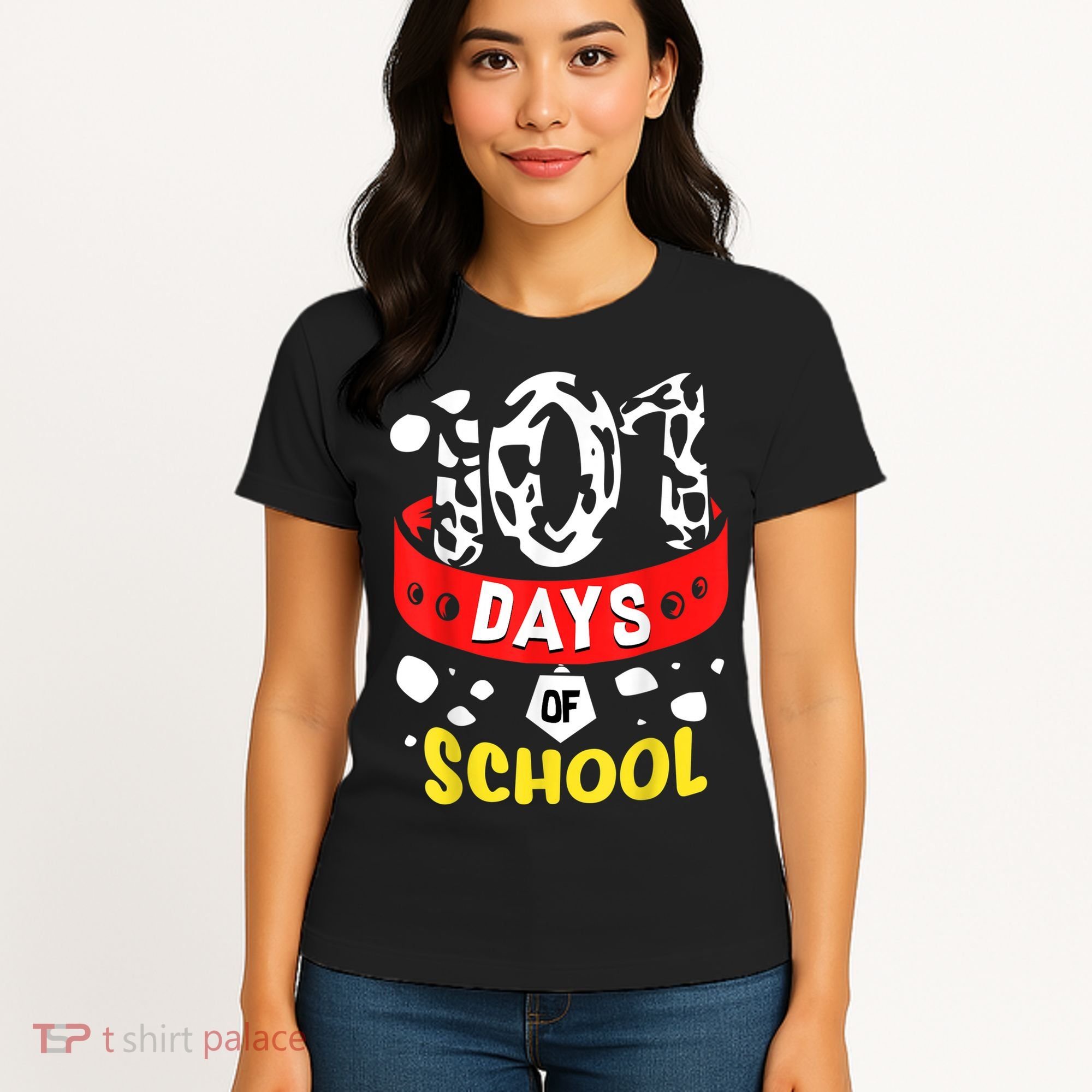 101 School Days Gift Dalmatian Dog 100th Sayings Women's T-Shirt