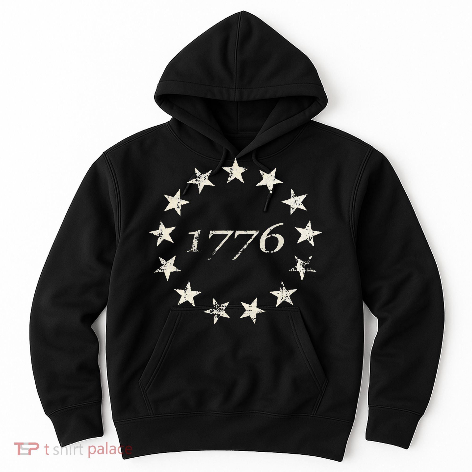 13 Star Flag Betsy Ross Distressed American Flag 1776 Hoodie