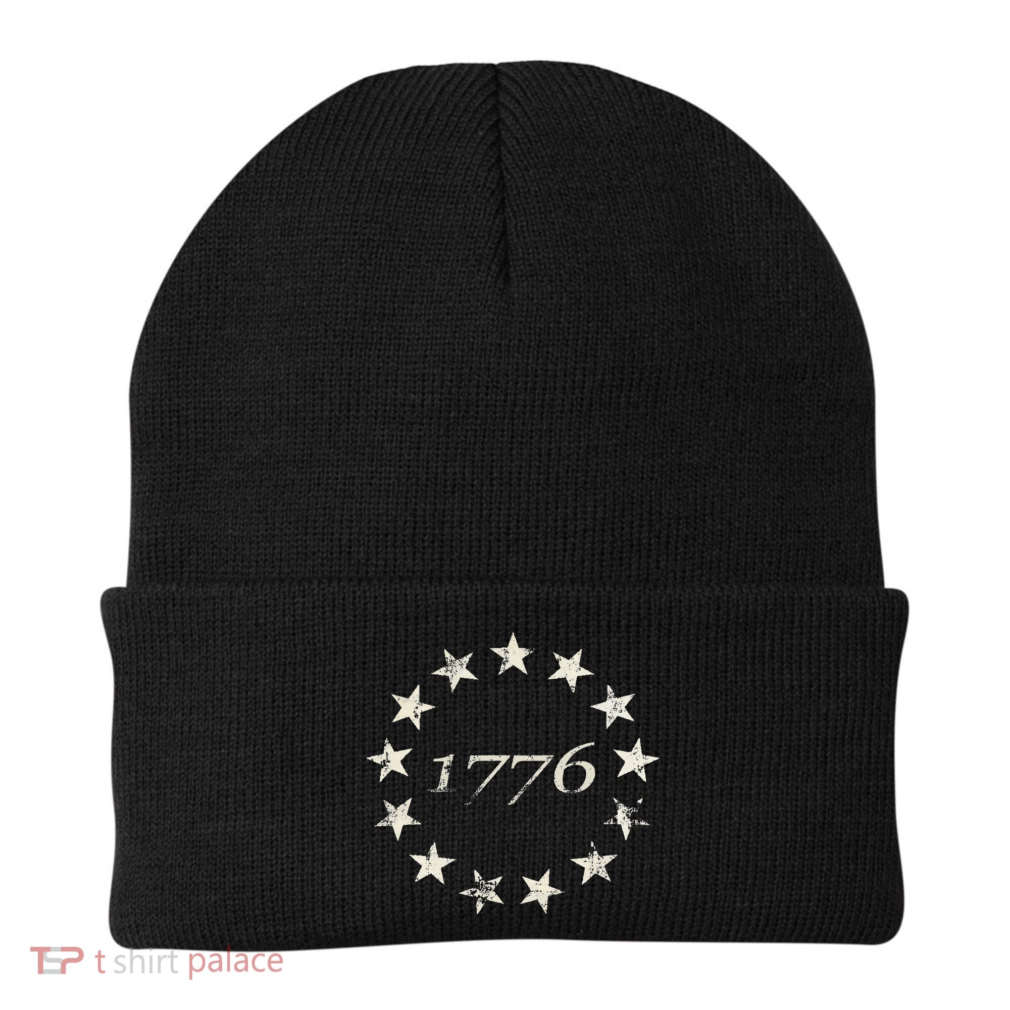13 Star Flag Betsy Ross Distressed American Flag 1776 Beanie