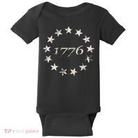 13 Star Flag Betsy Ross Distressed American Flag 1776 Baby Bodysuit thumb 0