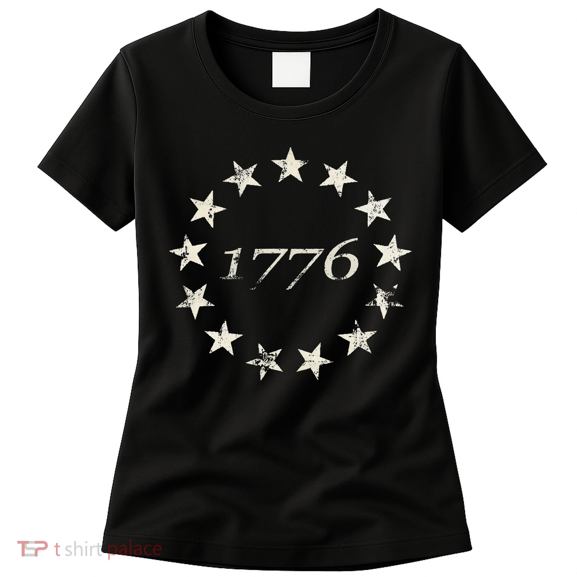 13 Star Flag Betsy Ross Distressed American Flag 1776 Women's T-Shirt